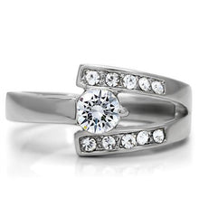 Load image into Gallery viewer, TK189 - High polished (no plating) Stainless Steel Ring with AAA Grade CZ  in Clear