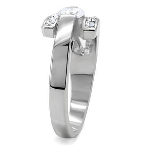 TK189 - High polished (no plating) Stainless Steel Ring with AAA Grade CZ  in Clear