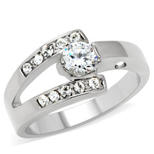 Load image into Gallery viewer, TK189 - High polished (no plating) Stainless Steel Ring with AAA Grade CZ  in Clear