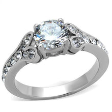 Load image into Gallery viewer, TK1918 - High polished (no plating) Stainless Steel Ring with AAA Grade CZ  in Clear