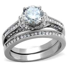 Load image into Gallery viewer, TK1919 - High polished (no plating) Stainless Steel Ring with AAA Grade CZ  in Clear