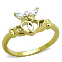 Load image into Gallery viewer, TK1926 - IP Gold(Ion Plating) Stainless Steel Ring with AAA Grade CZ  in Clear
