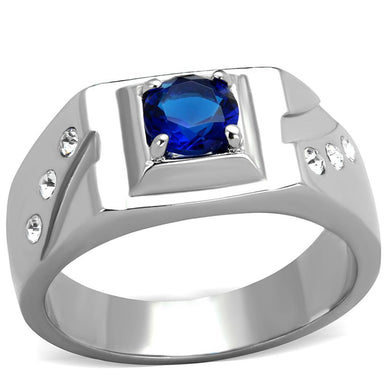 TK1929 - High polished (no plating) Stainless Steel Ring with Synthetic Synthetic Glass in Montana