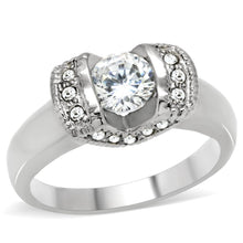 Load image into Gallery viewer, TK194 - High polished (no plating) Stainless Steel Ring with AAA Grade CZ  in Clear