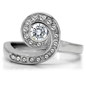 TK195 - High polished (no plating) Stainless Steel Ring with AAA Grade CZ  in Clear