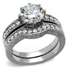 Load image into Gallery viewer, TK1W007 - High polished (no plating) Stainless Steel Ring with AAA Grade CZ  in Clear