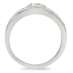 TK200 - High polished (no plating) Stainless Steel Ring with AAA Grade CZ  in Clear