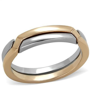 TK2031 - Two-Tone IP Rose Gold Stainless Steel Ring with No Stone