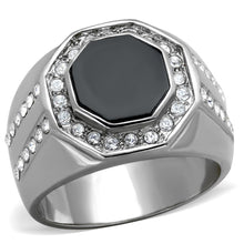 Load image into Gallery viewer, TK2066 - High polished (no plating) Stainless Steel Ring with Top Grade Crystal  in Clear