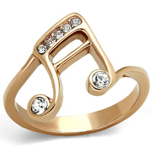 Load image into Gallery viewer, TK2130 - IP Rose Gold(Ion Plating) Stainless Steel Ring with Top Grade Crystal  in Clear