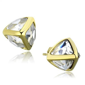 TK2148 - IP Gold(Ion Plating) Stainless Steel Earrings with Synthetic Synthetic Glass in Clear