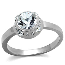 Load image into Gallery viewer, TK2183 - High polished (no plating) Stainless Steel Ring with Top Grade Crystal  in Clear