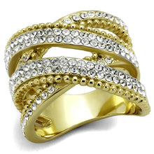 Load image into Gallery viewer, TK2252 - Two-Tone IP Gold (Ion Plating) Stainless Steel Ring with Top Grade Crystal  in Clear