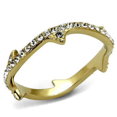 TK2255 - IP Gold(Ion Plating) Stainless Steel Ring with Top Grade Crystal  in Clear