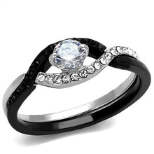 Load image into Gallery viewer, TK2301 - Two-Tone IP Black (Ion Plating) Stainless Steel Ring with AAA Grade CZ  in Clear
