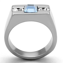 Load image into Gallery viewer, TK2307 - High polished (no plating) Stainless Steel Ring with Top Grade Crystal  in Aquamarine