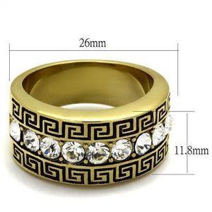 TK2310 - IP Gold(Ion Plating) Stainless Steel Ring with Top Grade Crystal  in Clear