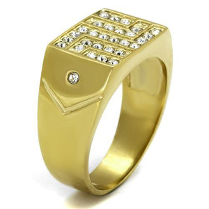 TK2311 - IP Gold(Ion Plating) Stainless Steel Ring with Top Grade Crystal  in Clear