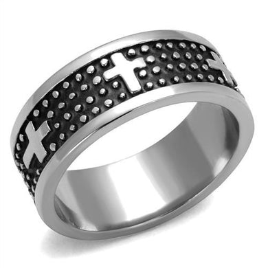 TK2321 High polished (no plating) Stainless Steel Ring with Epoxy in Jet