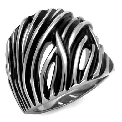 TK2338 - High polished (no plating) Stainless Steel Ring with Epoxy  in Jet