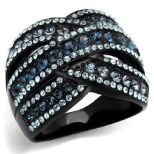 Load image into Gallery viewer, TK2352 - IP Black(Ion Plating) Stainless Steel Ring with Top Grade Crystal  in Montana