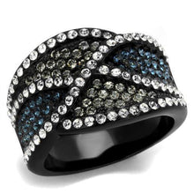 Load image into Gallery viewer, TK2357 - IP Black(Ion Plating) Stainless Steel Ring with Top Grade Crystal  in Montana