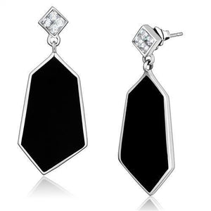 TK2382 - High polished (no plating) Stainless Steel Earrings with AAA Grade CZ  in Clear