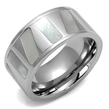 Load image into Gallery viewer, TK2401 - High polished (no plating) Stainless Steel Ring with Precious Stone Conch in White