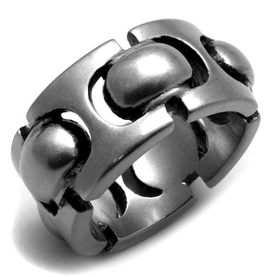 TK2421 - Antique Silver Stainless Steel Ring with Epoxy  in Jet