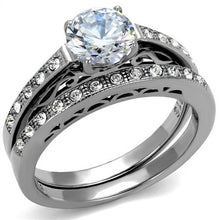 Load image into Gallery viewer, TK2477 - High polished (no plating) Stainless Steel Ring with AAA Grade CZ  in Clear