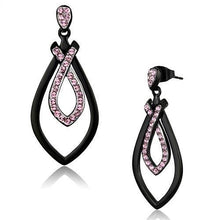 Load image into Gallery viewer, TK2532 - Two-Tone IP Black (Ion Plating) Stainless Steel Earrings with Top Grade Crystal  in Light Rose