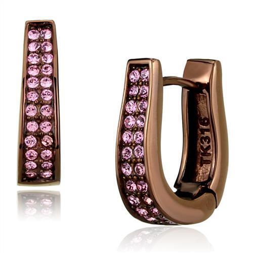 TK2537 - IP Coffee light Stainless Steel Earrings with Top Grade Crystal  in Light Rose