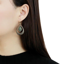 Load image into Gallery viewer, TK2576 - IP Gold(Ion Plating) Stainless Steel Earrings with Semi-Precious Jade in Emerald