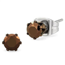 Load image into Gallery viewer, TK2585 - Two Tone IP Light Brown (IP Light coffee) Stainless Steel Earrings with AAA Grade CZ  in Light Coffee