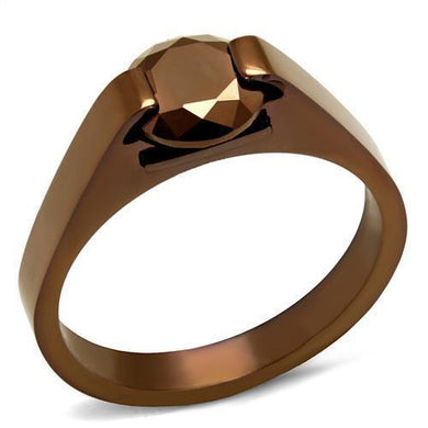 TK2594 - IP Coffee light Stainless Steel Ring with AAA Grade CZ  in Light Coffee