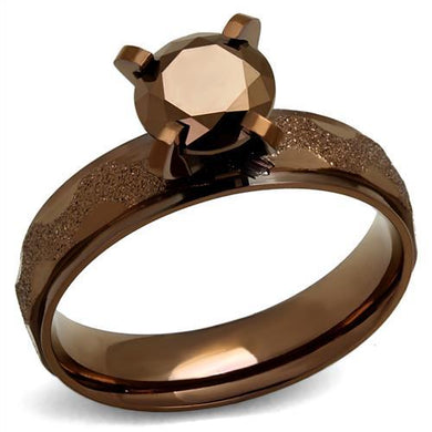 TK2595 - IP Coffee light Stainless Steel Ring with AAA Grade CZ  in Light Coffee