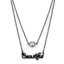 Load image into Gallery viewer, TK2628 - IP Black(Ion Plating) Stainless Steel Necklace with Synthetic Glass Bead in Gray