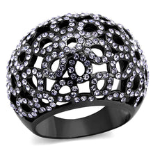 Load image into Gallery viewer, TK2642 - IP Light Black  (IP Gun) Stainless Steel Ring with Top Grade Crystal  in Tanzanite