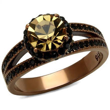 Load image into Gallery viewer, TK2654 - IP Coffee light Stainless Steel Ring with Top Grade Crystal  in Light Smoked