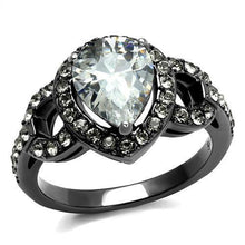 Load image into Gallery viewer, TK2655 - IP Light Black  (IP Gun) Stainless Steel Ring with AAA Grade CZ  in Clear