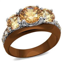 Load image into Gallery viewer, TK2656 - Two Tone IP Light Brown (IP Light coffee) Stainless Steel Ring with AAA Grade CZ  in Champagne