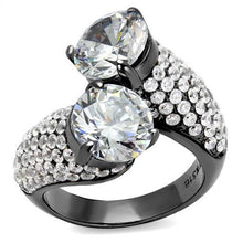 Load image into Gallery viewer, TK2674 - IP Light Black  (IP Gun) Stainless Steel Ring with AAA Grade CZ  in Clear