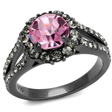 Load image into Gallery viewer, TK2680 - IP Light Black  (IP Gun) Stainless Steel Ring with Top Grade Crystal  in Light Rose