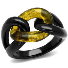 Load image into Gallery viewer, TK2682 - IP Black(Ion Plating) Stainless Steel Ring with Synthetic Synthetic Stone in Topaz