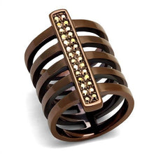 Load image into Gallery viewer, TK2697 - IP Coffee light Stainless Steel Ring with Top Grade Crystal  in Light Coffee