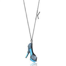 Load image into Gallery viewer, TK2704 - IP Light Black  (IP Gun) Stainless Steel Chain Pendant with Top Grade Crystal  in Aquamarine