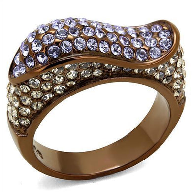 TK2754 - IP Coffee light Stainless Steel Ring with Top Grade Crystal  in Multi Color