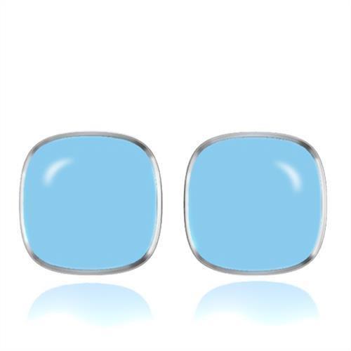 TK277 - High polished (no plating) Stainless Steel Earrings with Epoxy  in No Stone
