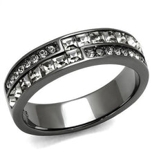 Load image into Gallery viewer, TK2799 - IP Light Black  (IP Gun) Stainless Steel Ring with Top Grade Crystal  in Black Diamond