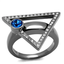 Load image into Gallery viewer, TK2810 - IP Light Black  (IP Gun) Stainless Steel Ring with Top Grade Crystal  in Capri Blue